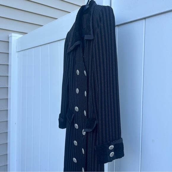 Vintage long pinstripe, lace and jeweled blazer. - Picture 5 of 16